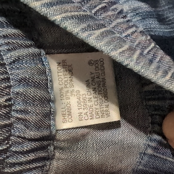 Catherine Blue Chambray Cotton Slim Leg Tuxedo Pant Size Small 28 - Picture 2 of 7